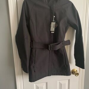 North End Elegant Black Belted Trench Coat